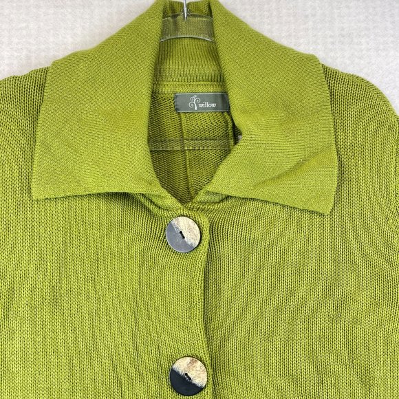 NWT WILLOW Womens XL Green Cardigan Button Up Spread Collar Soft Knit Duster - Picture 2 of 12